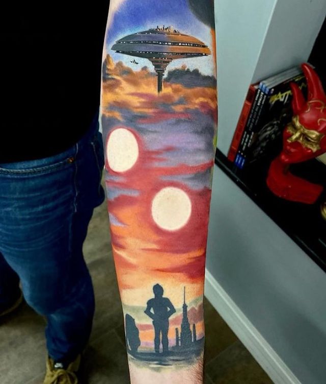 Tatooine Sunrise Star Wars Universe Tattoo