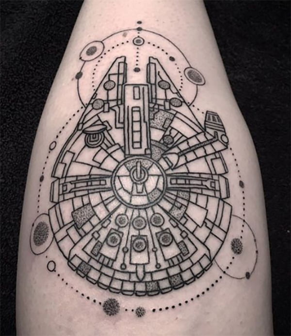 Millennium Falcon Traditional Star Wars Tattoo Ideas