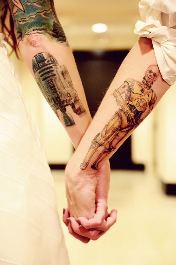 Droid Pair Star Wars Hand Tattoos