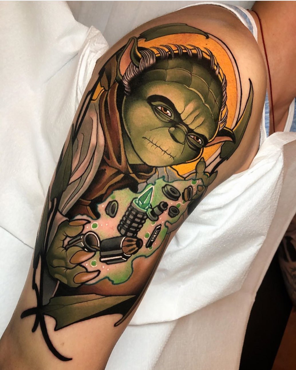 Yoda Lightsaber Star Wars Tattoo