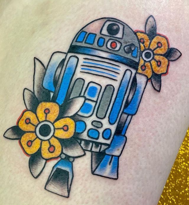 Flowery R2-D2 Star Wars Tattoos