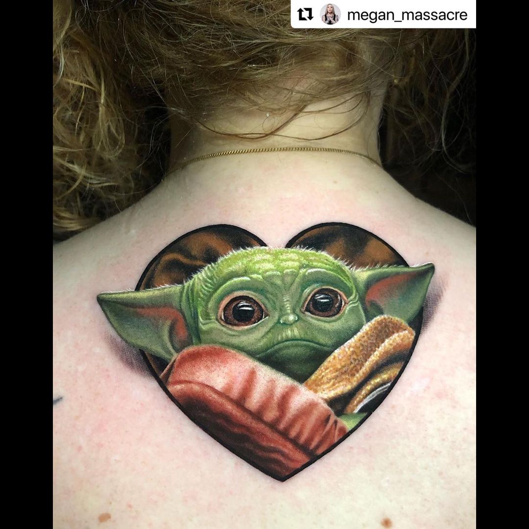 Heart Grogu Star Wars Tattoos