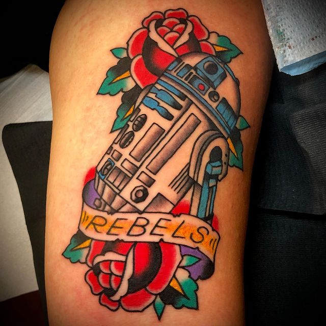 Roses R2-D2 Star Wars Tattoo