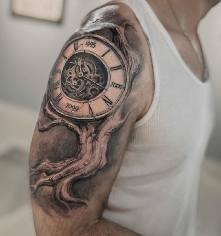 Steampunk Tree of Life Clock Concept Tree Tattoo