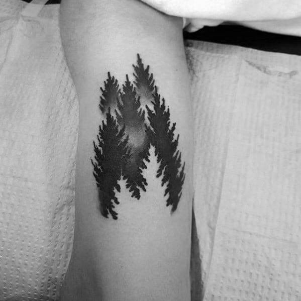Optical Illusion Forest with Negative Space Tree Tattoo, palm tree tattoo