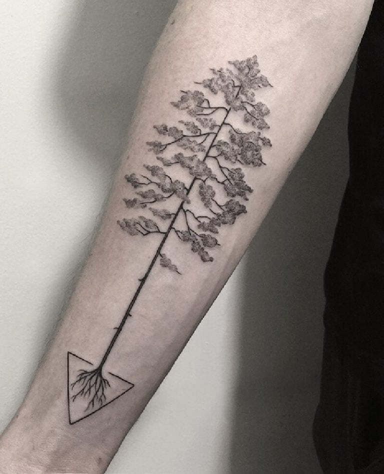 Giant Sequoia with Triangle Roots tree tattoo
