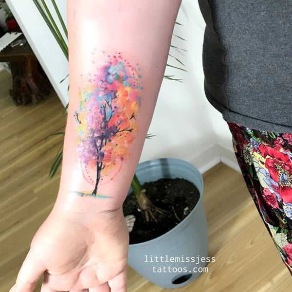 Fantasy Candy Coated Tree in Bloom, small tree tattoo
