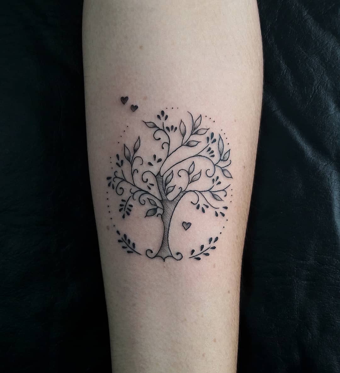 Love Among the Apple Tree Branches colorful tree tattoo, cypress tree, Life Tattoo
