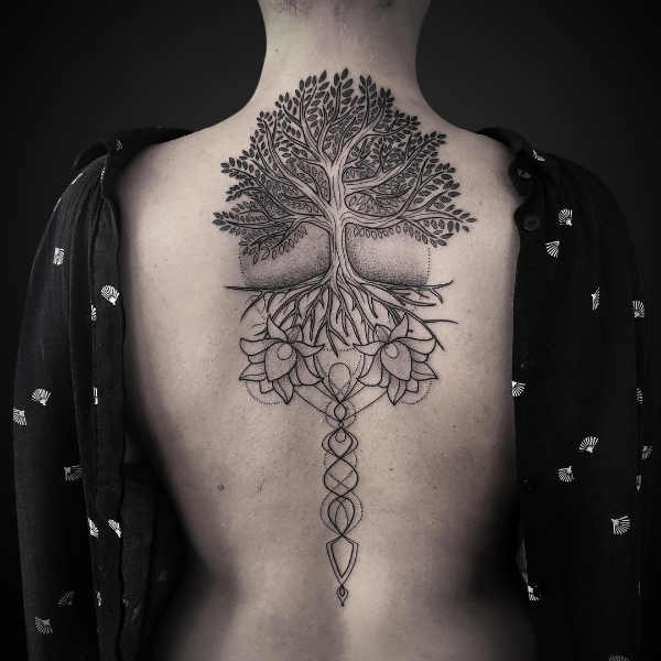 A Magical Multi-Part Apple Tree Root Tattoo, Simple Tree Tattoo