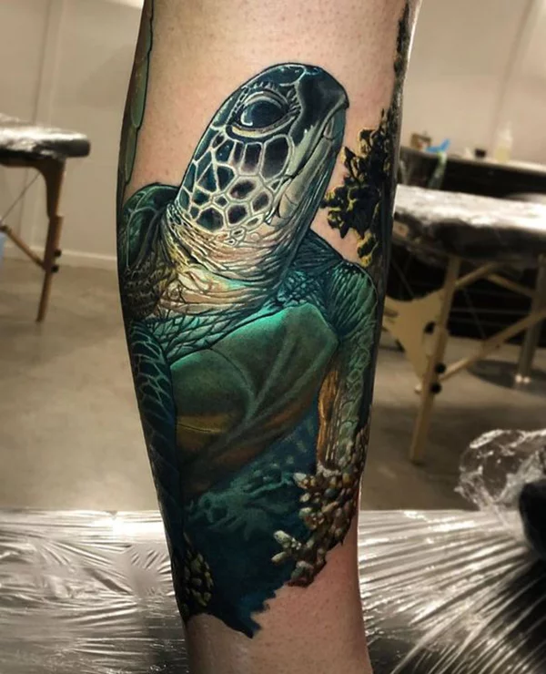 Foodog and dragon turtle Leg Sleeve by Boston Rogoz TattooNOW