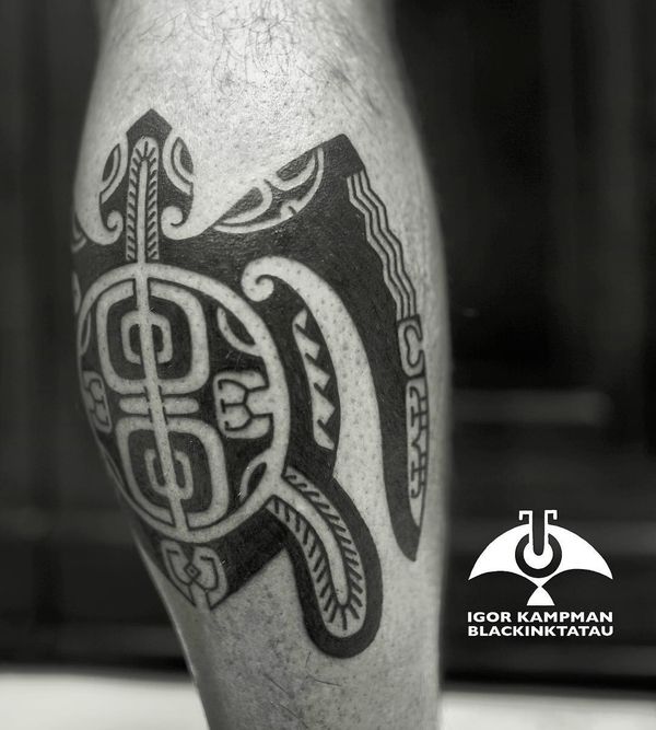 Sea Turtle Tattoo in Tribal Style Turtle Tattoos