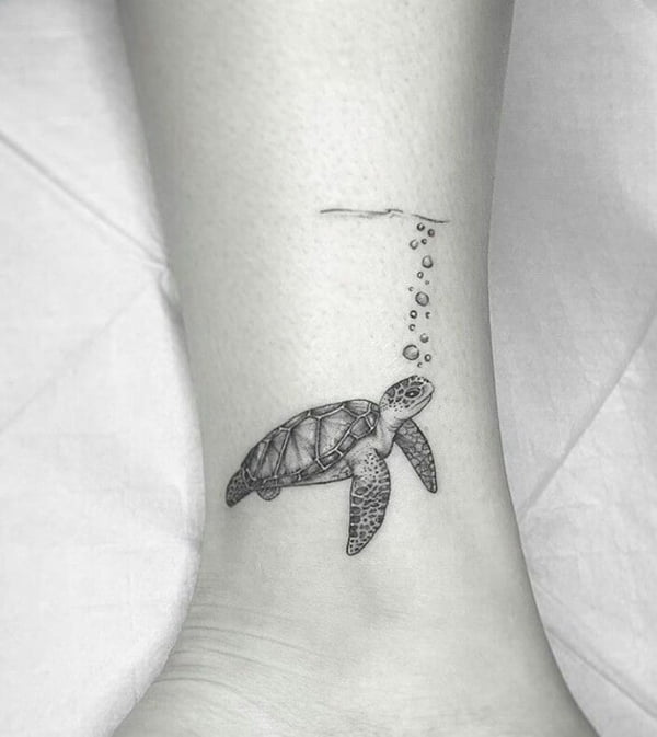Sea Turtle Under the Waves Turtle Tattoos
