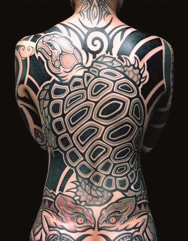 Massive Turtle Back Piece with Lizards Turtle Tattoos