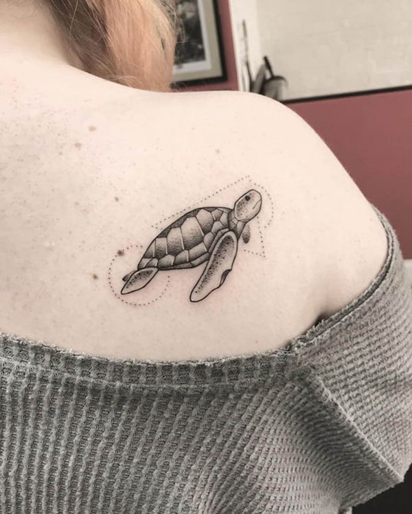 Sea Turtle Framed with Shapes Turtle Tattoos