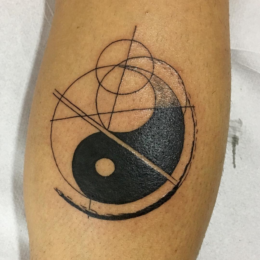 Geometric Black and White Yin-Yang Tattoo