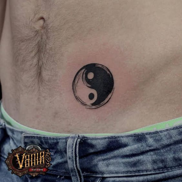 Simple Blackwork Yin-Yang Sketch Tattoo