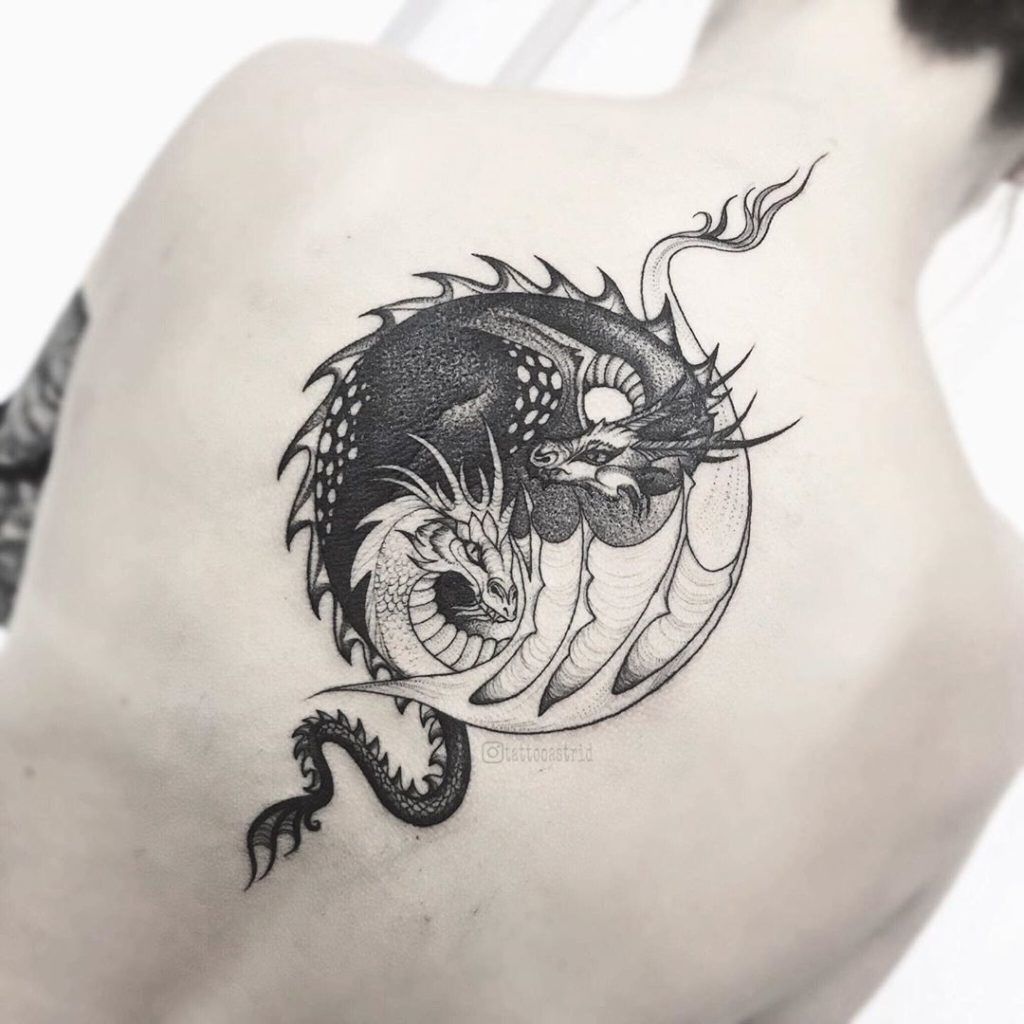Dragons Black and White Yin-Yang Tattoo, Yin and Yang Tattoo