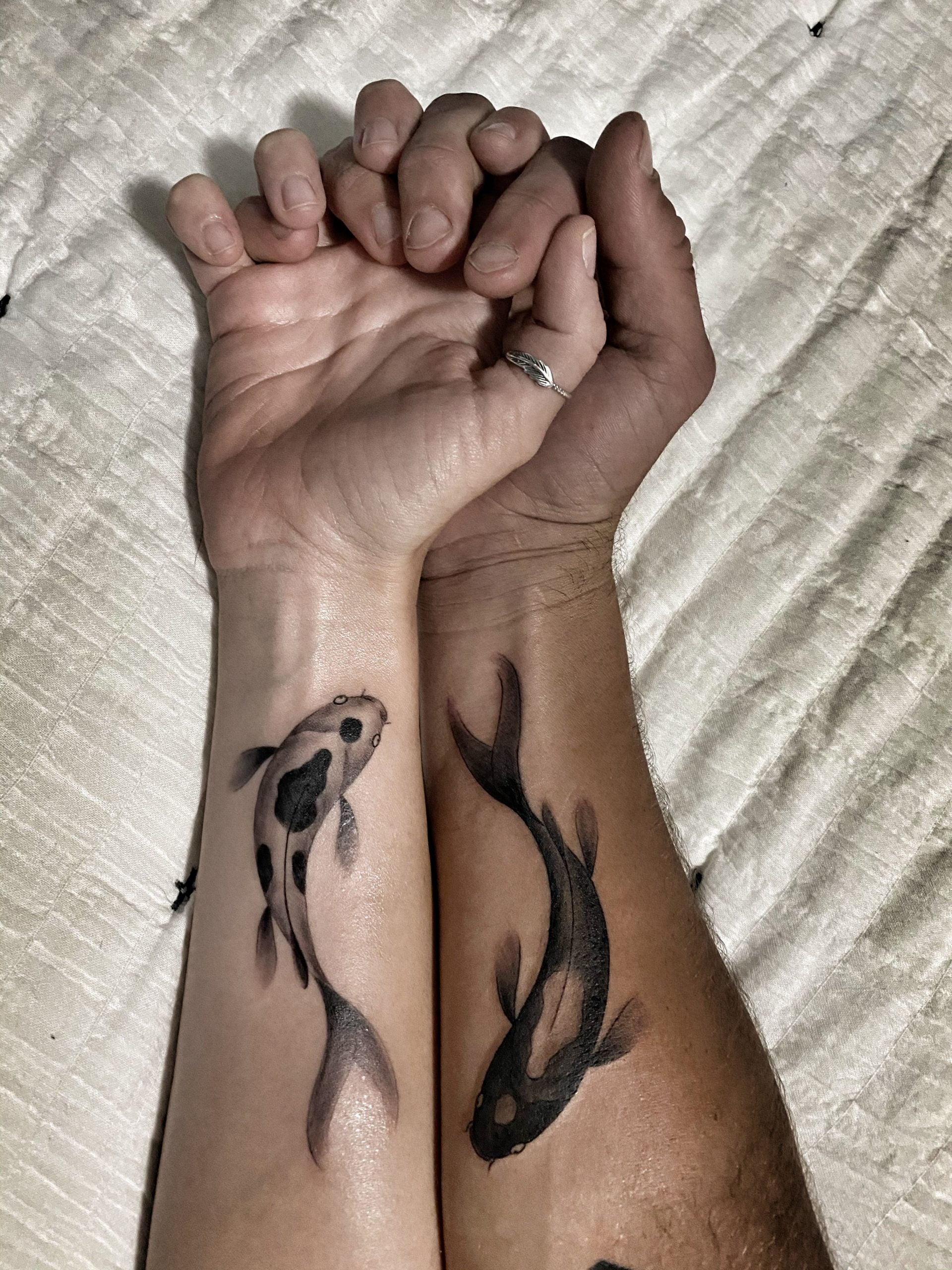 Black and White Matching Yin Yang Tattoos