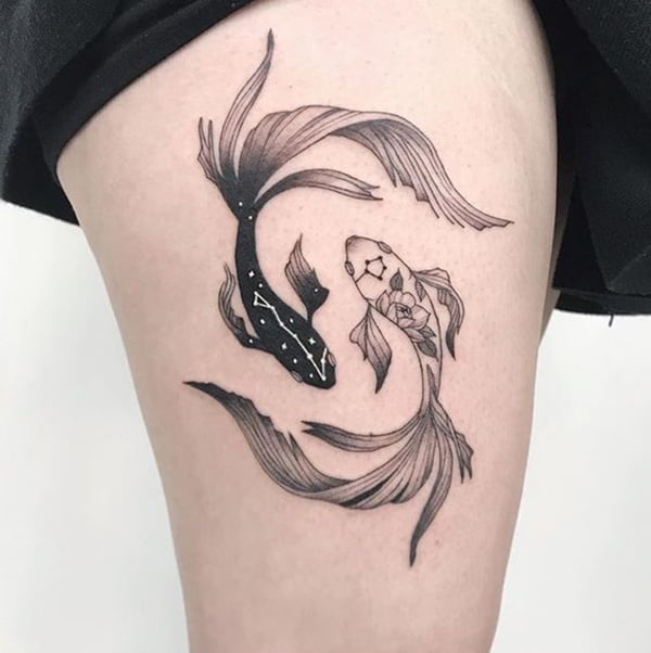 Pisces Constellation Yin-Yang Fish Tattoo