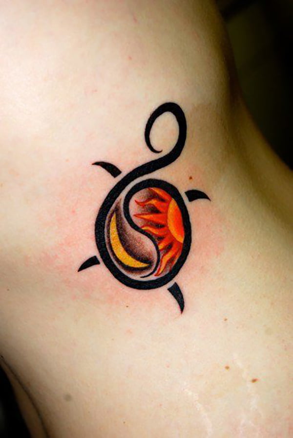 Sun and Moon Turtle Yin-Yang Tattoo