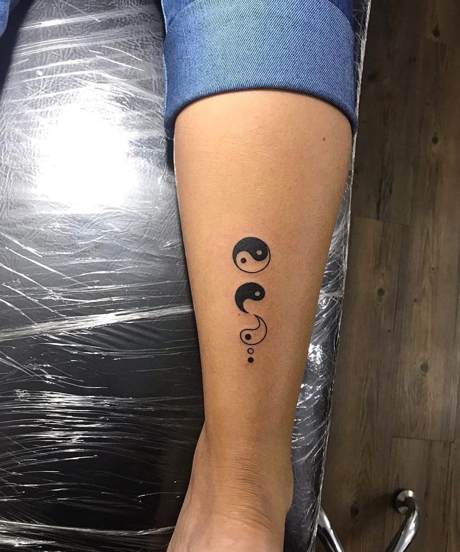 Deconstructed Yin-Yang Minimalist Black & White Tattoo