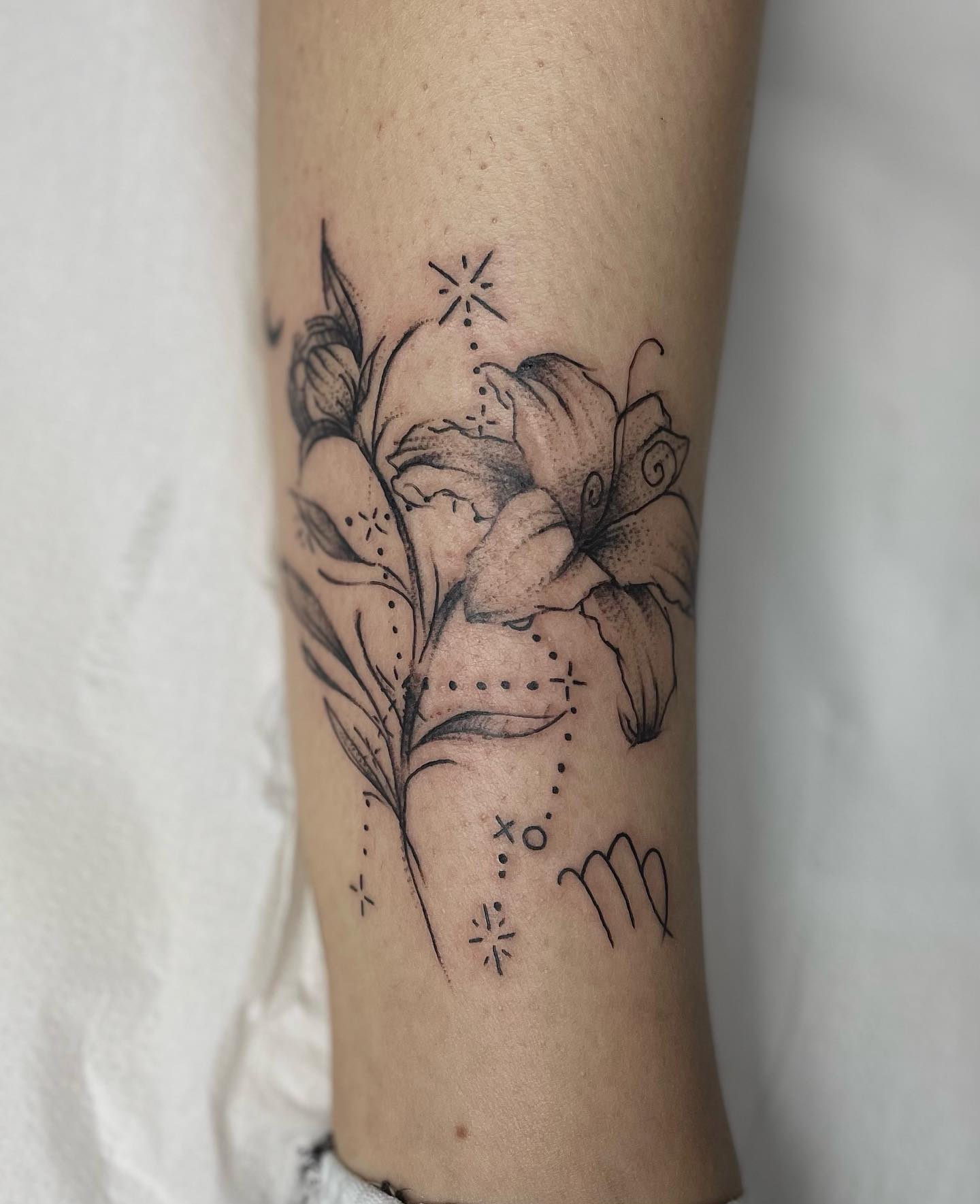 Floral Virgo Constellation Tattoo