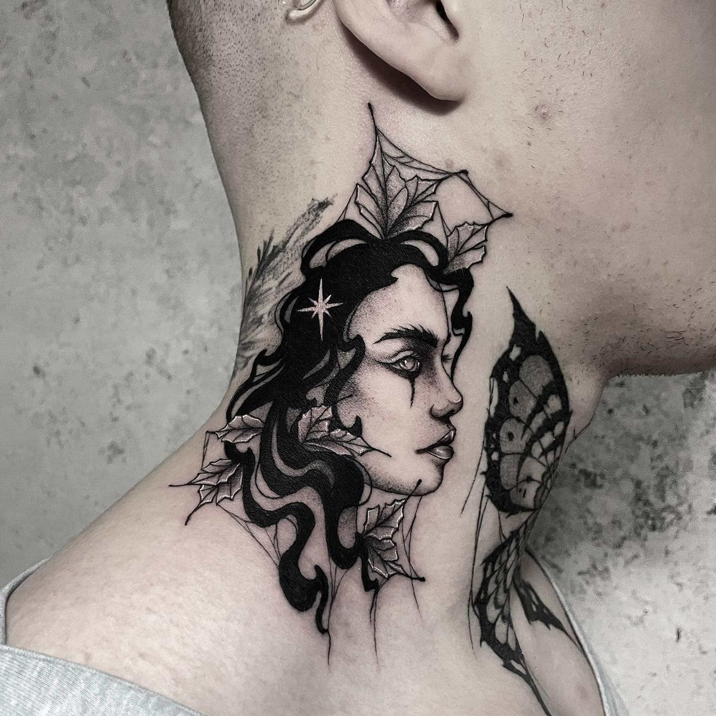 Virgo Neck Tattoo